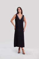 Embellished Linen Maxi Dress