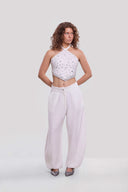 Embellished Halter Linen Set