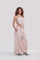 Embellished Halter Linen Set