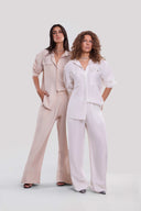 Embellished Linen Shirt Set